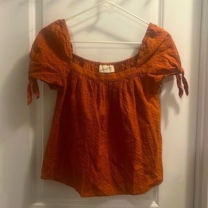 Textured, orange blouse